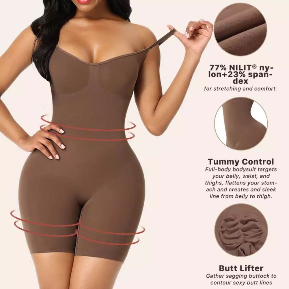 Brown Seamless Full Body Shaper Tummy Control Figure Shaping