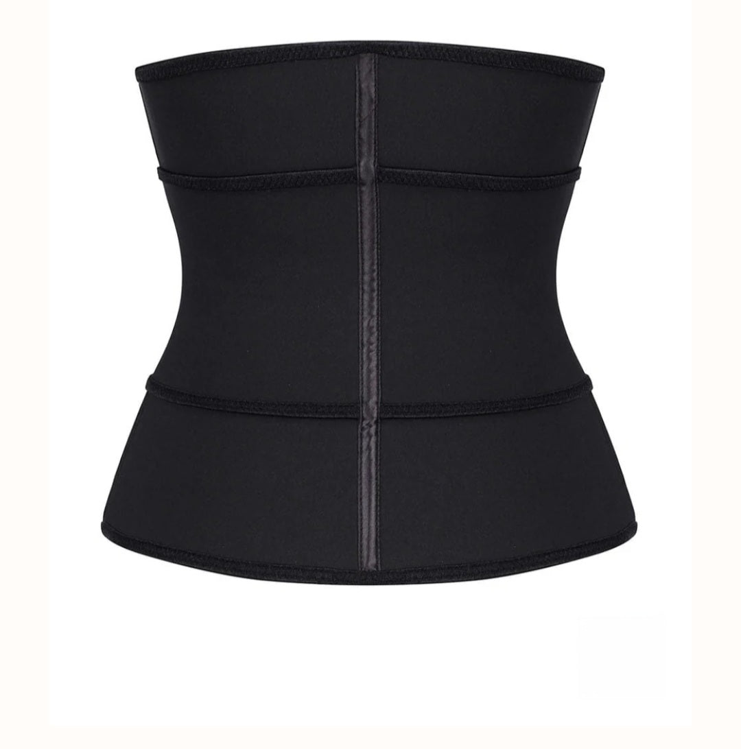 Black Double Layer 7 Steel Boned Waist Trainer