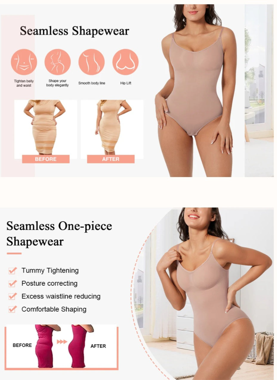 New Seamless Tummy Trimmer Full Bottom Bodysuit Beige