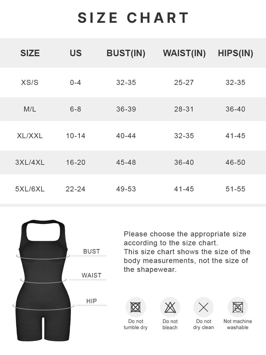 Seamless Eco-friendly Square Neck Waist and Belly Shaping Jumpsuit Black