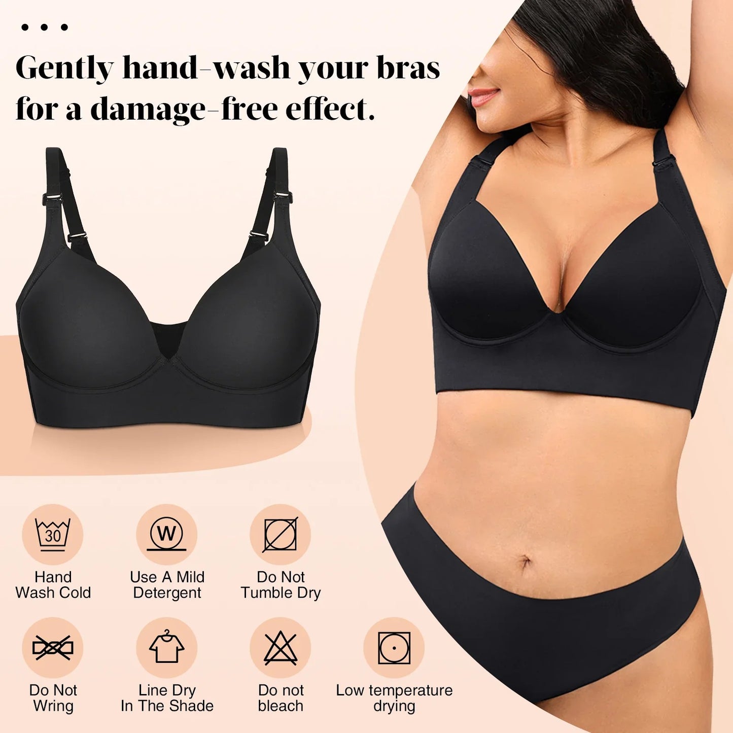 New Arrival Deep Cup Bra Shapewear Bra (Black)