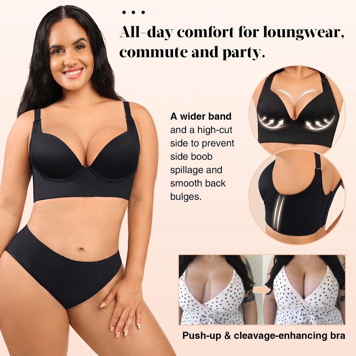 New Arrival Deep Cup Bra Shapewear Bra (Black)