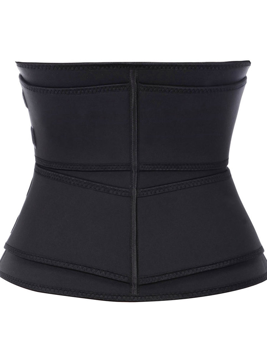 Black Neoprene Waist Trimmer with Zipper and Double Belt