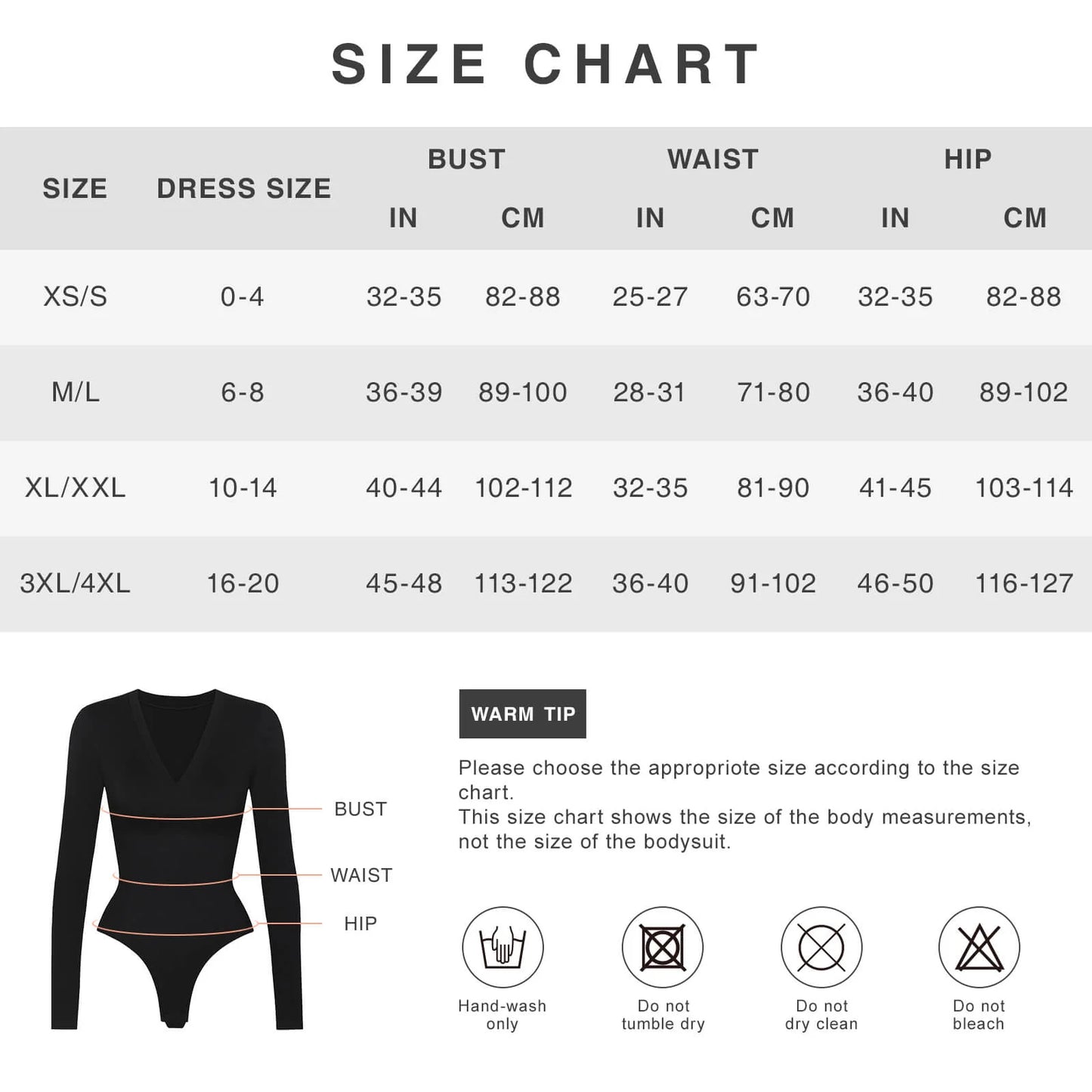 Long Sleeved V-neck Waist Shaping Tummy Control Seamless Bodysuit (Black)