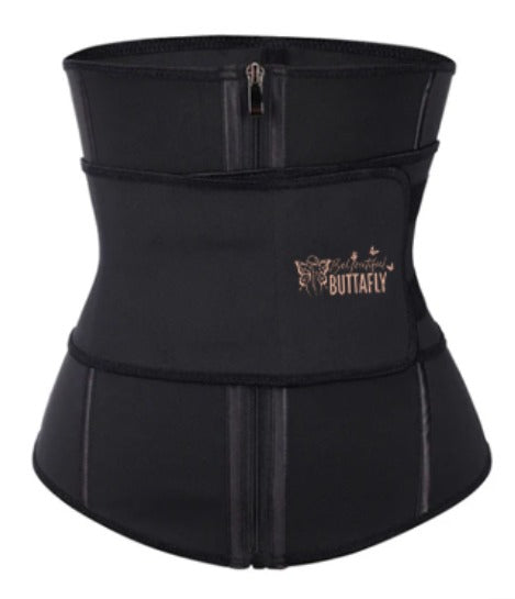 Black Double Layer 7 Steel Boned Waist Trainer