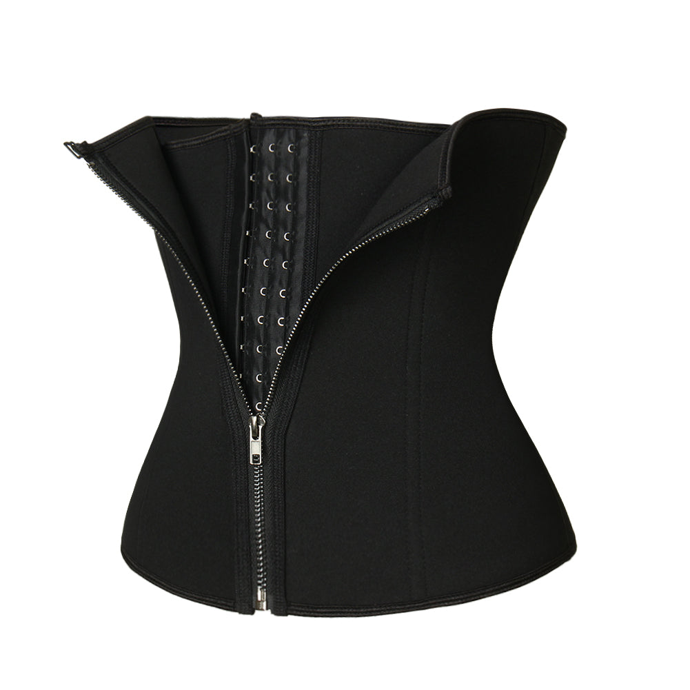 Neoprene Black Front Zipper Double Layer Waist Cincher