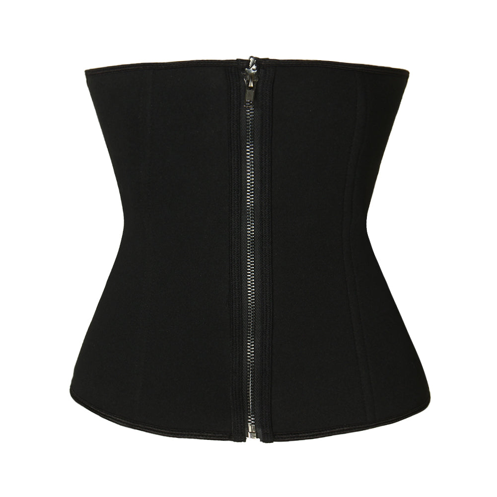 Neoprene Black Front Zipper Double Layer Waist Cincher