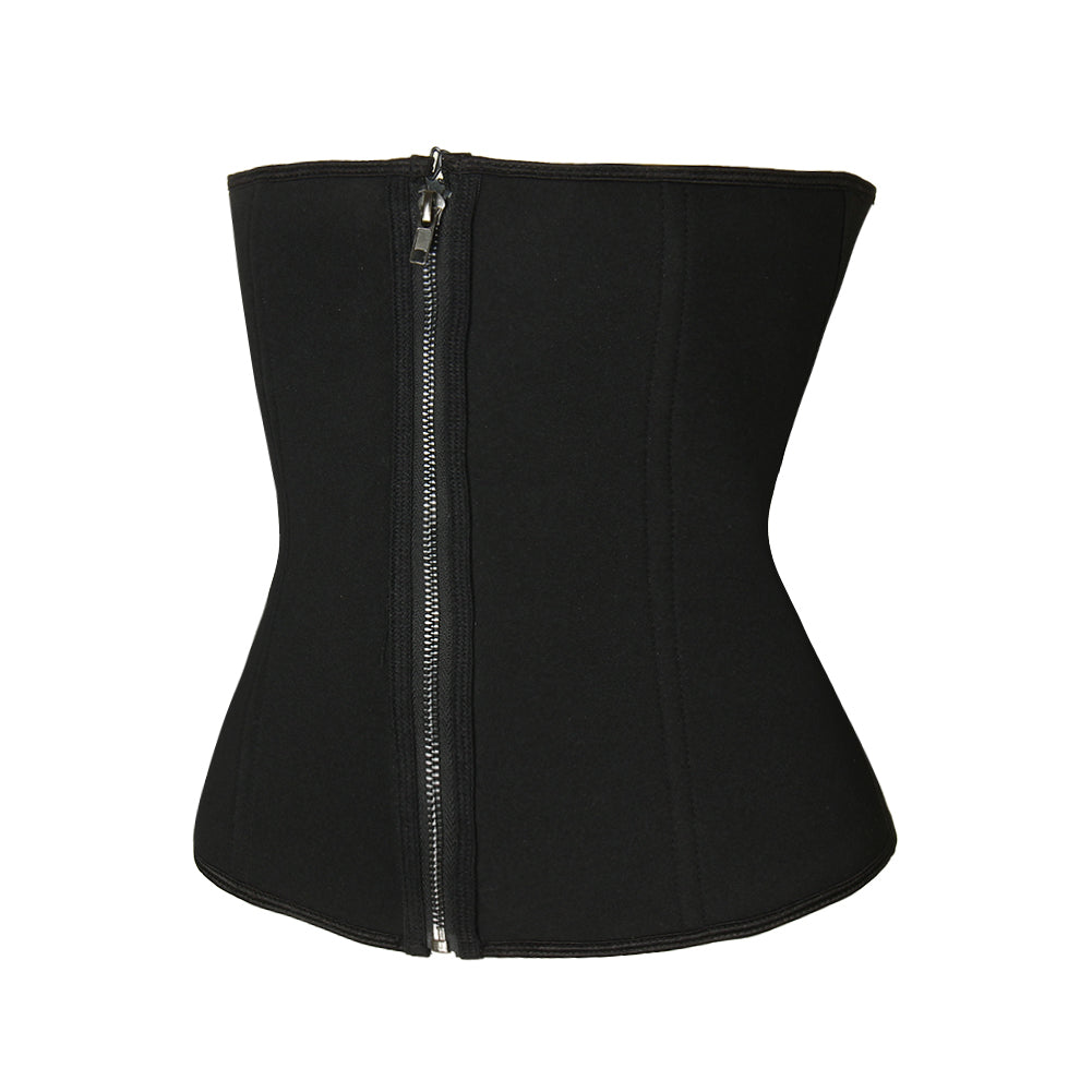 Neoprene Black Front Zipper Double Layer Waist Cincher