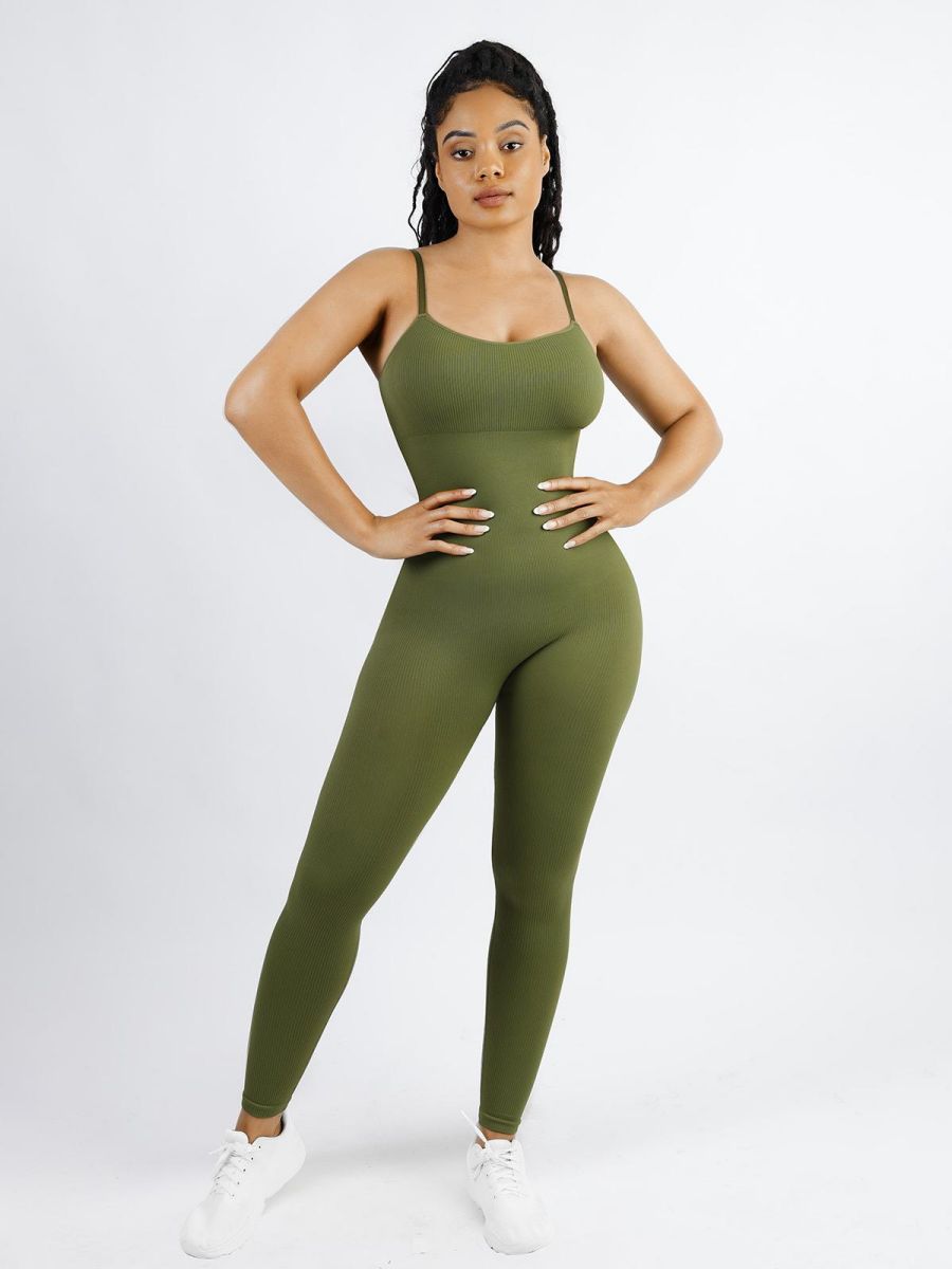 Seamless Tummy Control Jumpsuit (Dark Green)