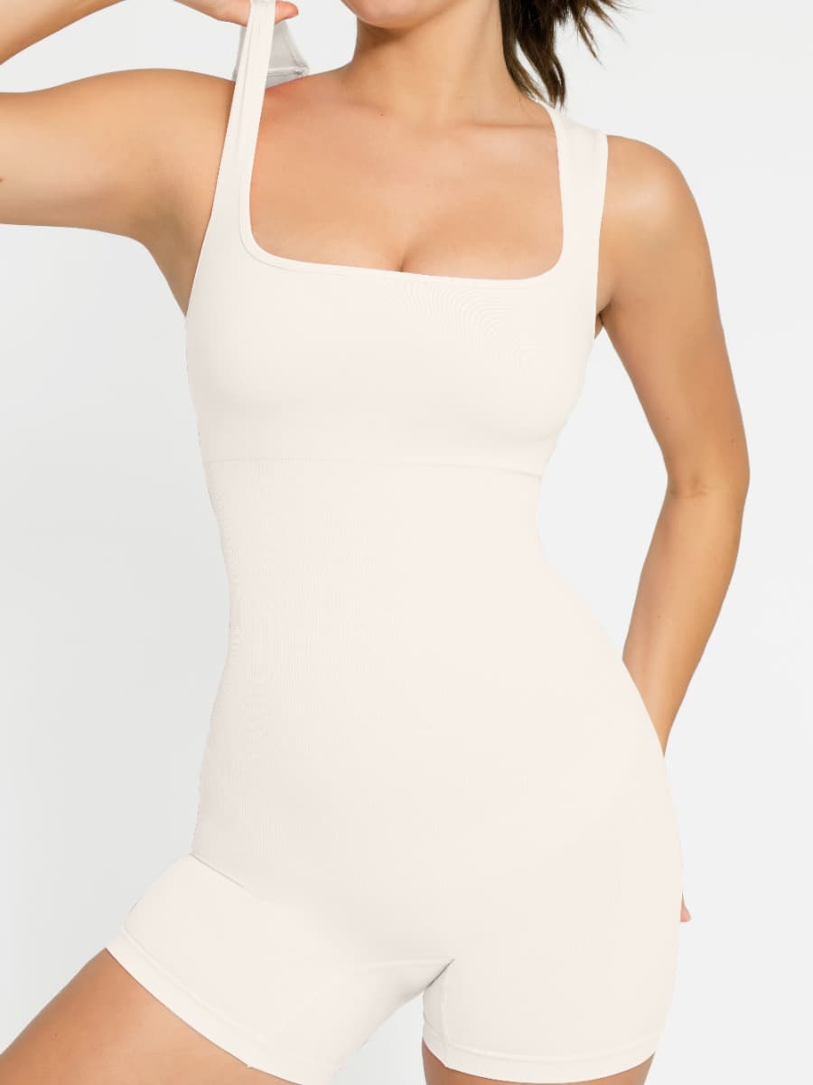 New Eco-friendly Seamless Square Neck Waist and Belly Shaping Jumpsuit