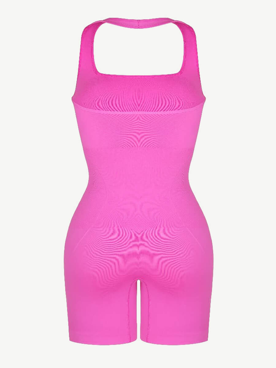 Seamless Eco-friendly Halter Neck Waist Shaping Jumpsuit Pink