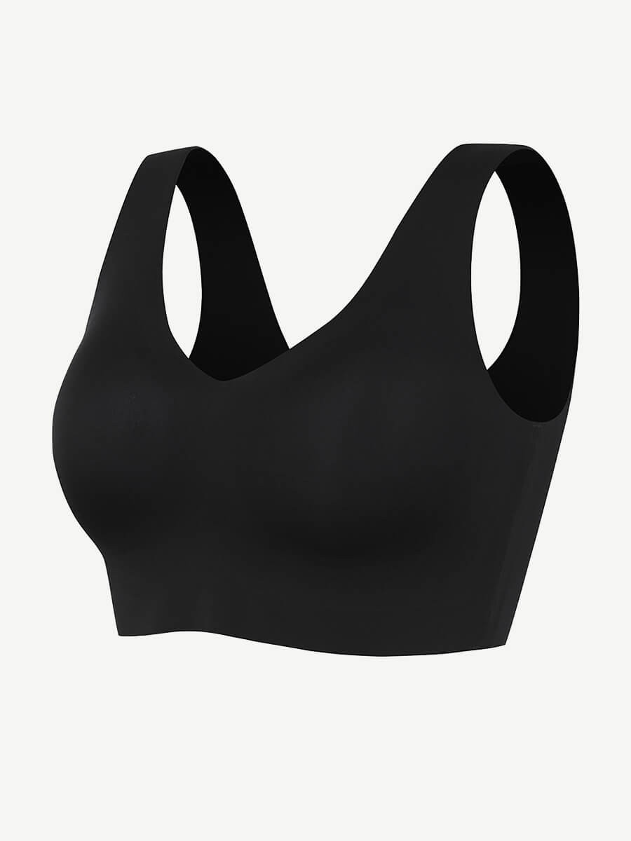 New Arrival Fitted V-Neck Seamless Bra (Black)