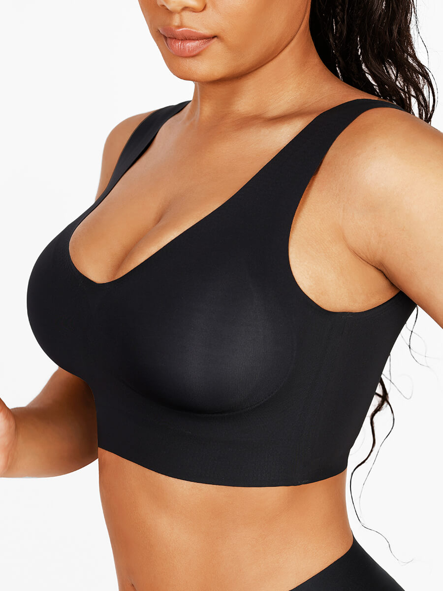 New Arrival Fitted V-Neck Seamless Bra (Black)