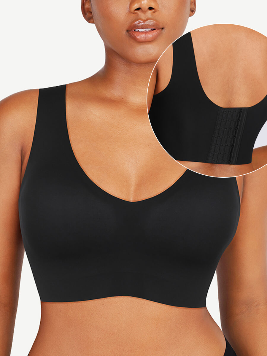 New Arrival Fitted V-Neck Seamless Bra (Black)