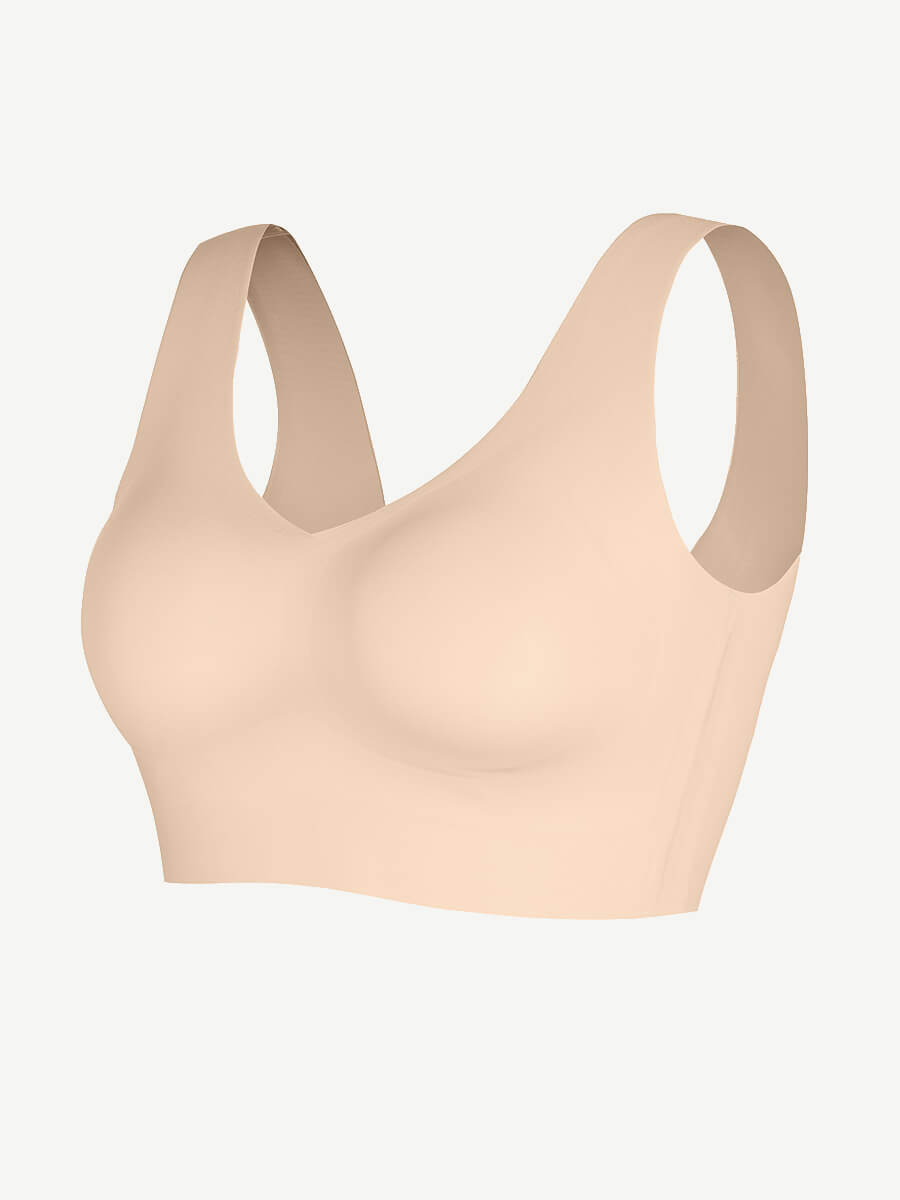 New Arrival Fitted V-Neck Seamless Bra (Tan)