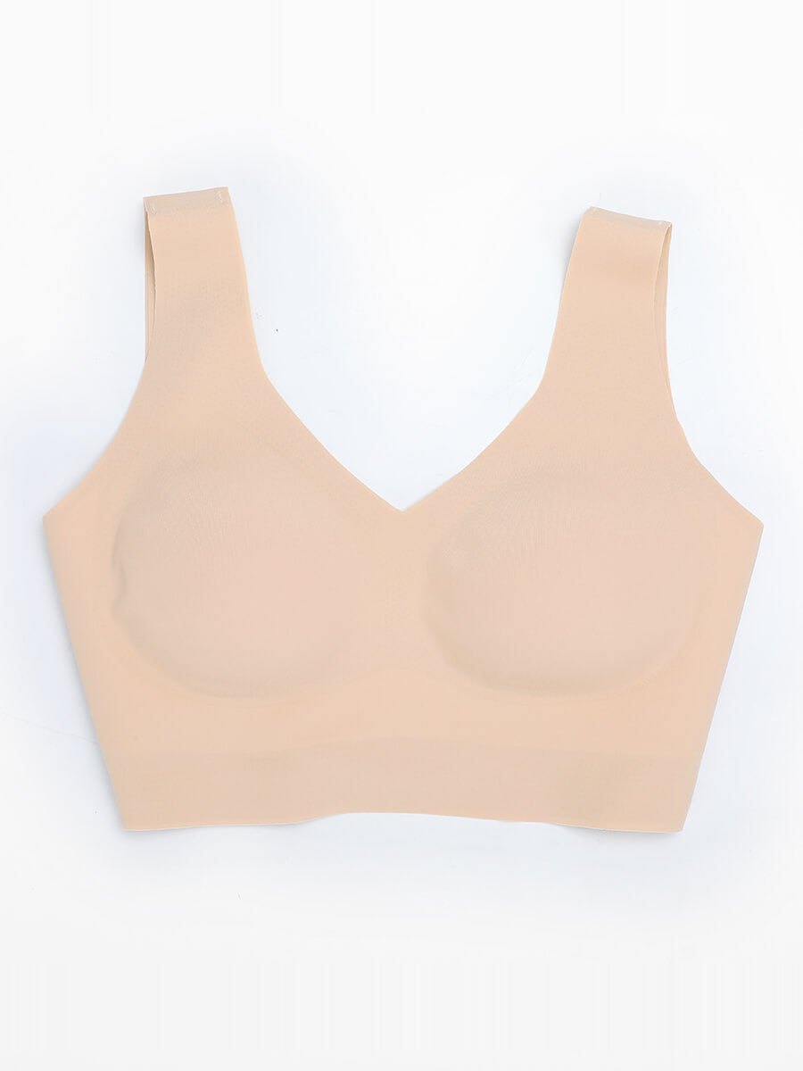 New Arrival Fitted V-Neck Seamless Bra (Tan)