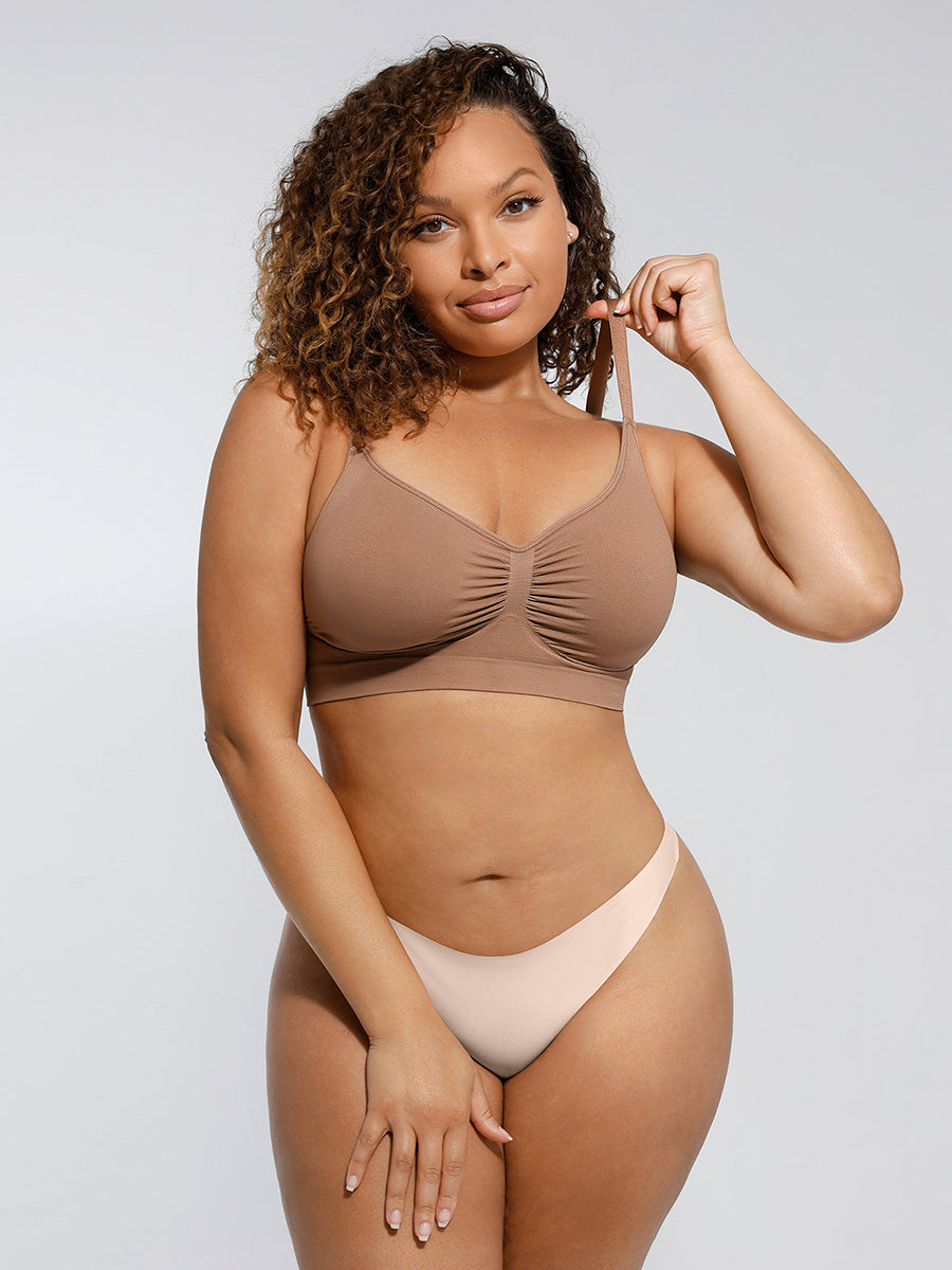 New Arrival Seamless Shaping Bra with Adjustable Shoulder Straps (Brown)