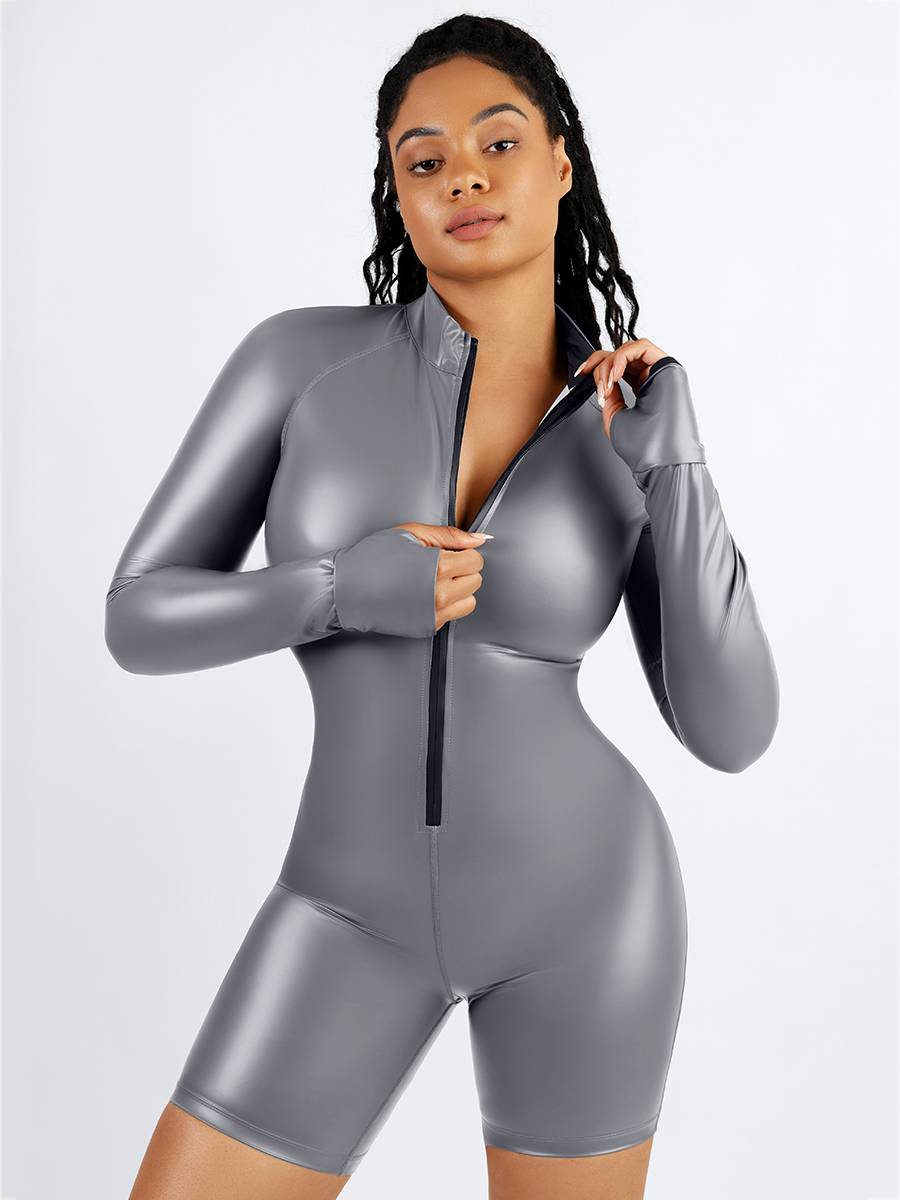 One-Piece Long-Sleeved Sports Silver Film Sauna Jumpsuit