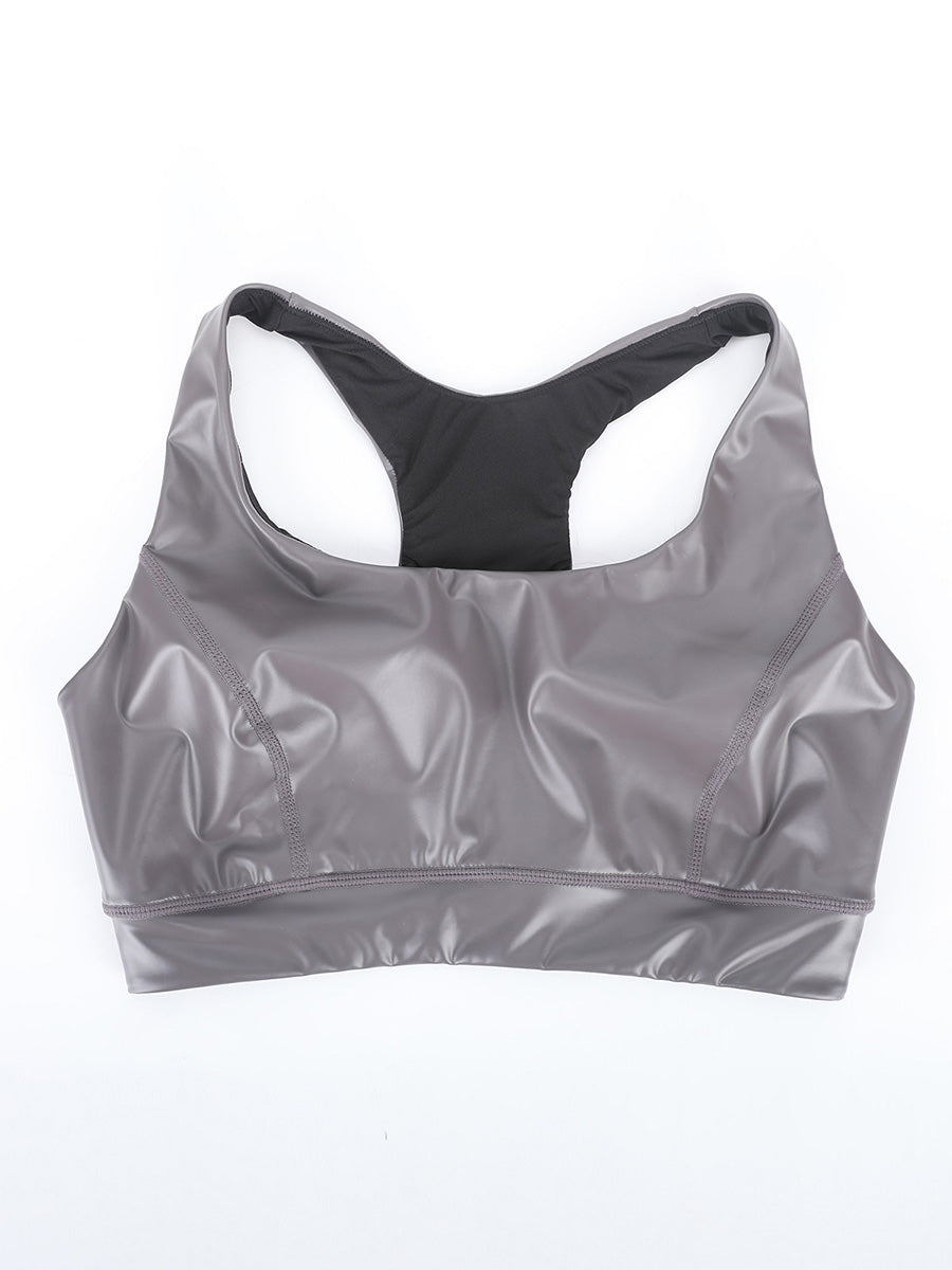 Ultra Elasticity Silver Film Sauna Sport Bra with Removable cups